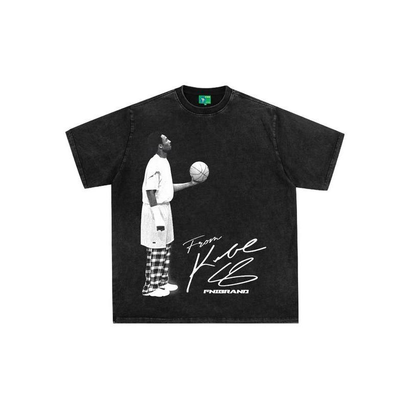 Vintage Amerika - Kru Pria Gaya - T Leher - Kemeja, Cetak Adegan Harian Basket Kobe Bryant Klasik, T