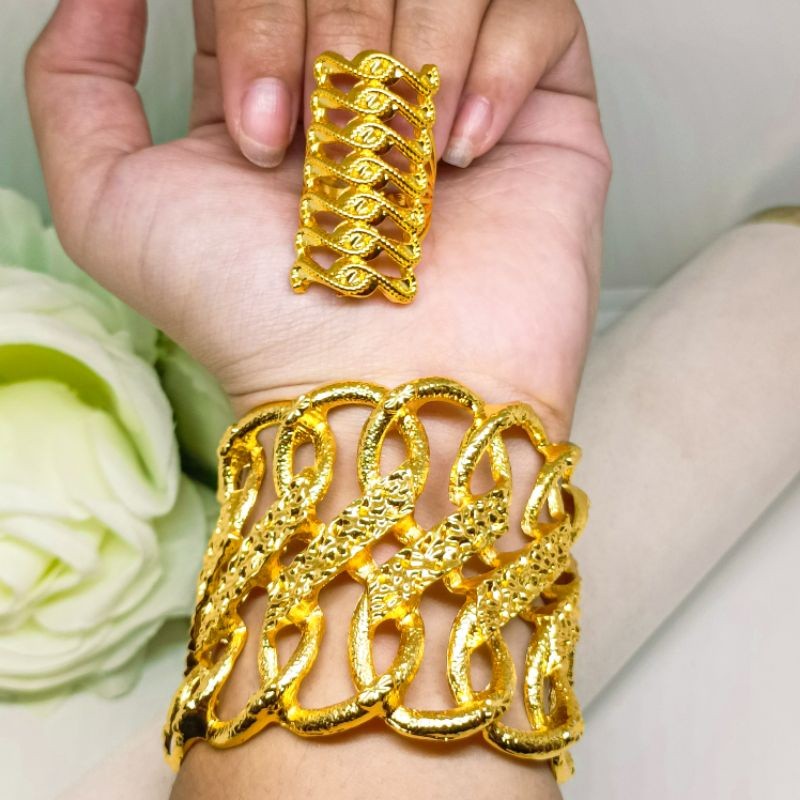 Set kendari kendari motif dubai polos fashion terbaru lapis emas 24k xuping