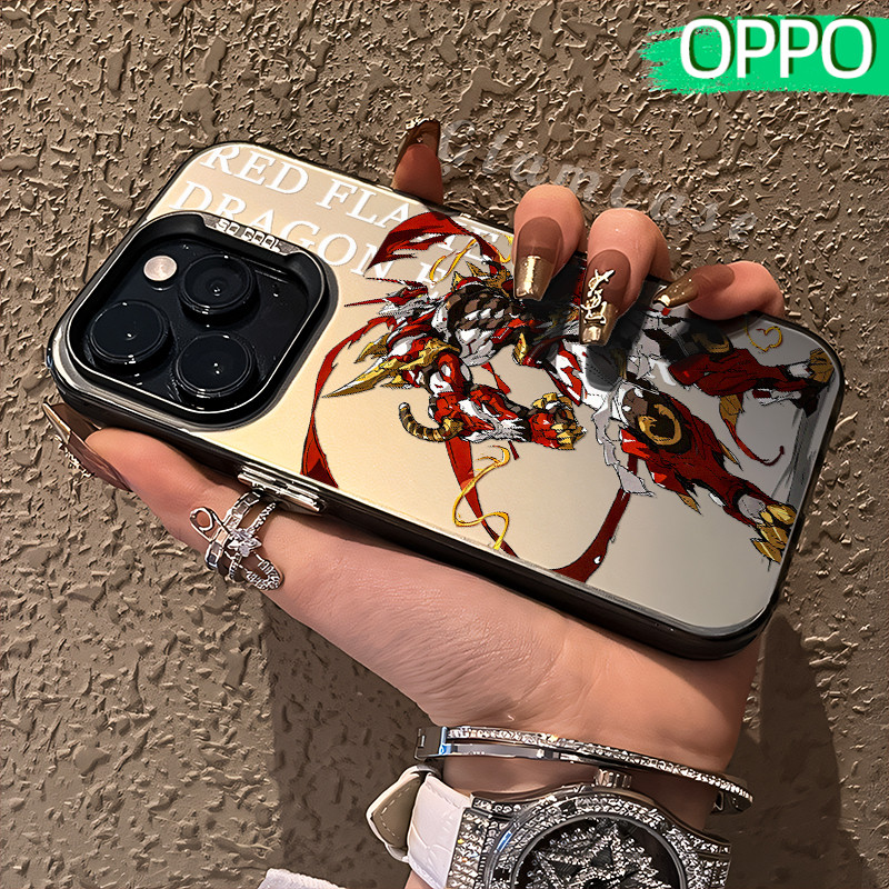 Keren Mech Glossy Hologram PC Case OPPO A18 A57 A16 A15 A17 A60 A3x A3s A5s A54 A53 A12 A31 A58 A1K 