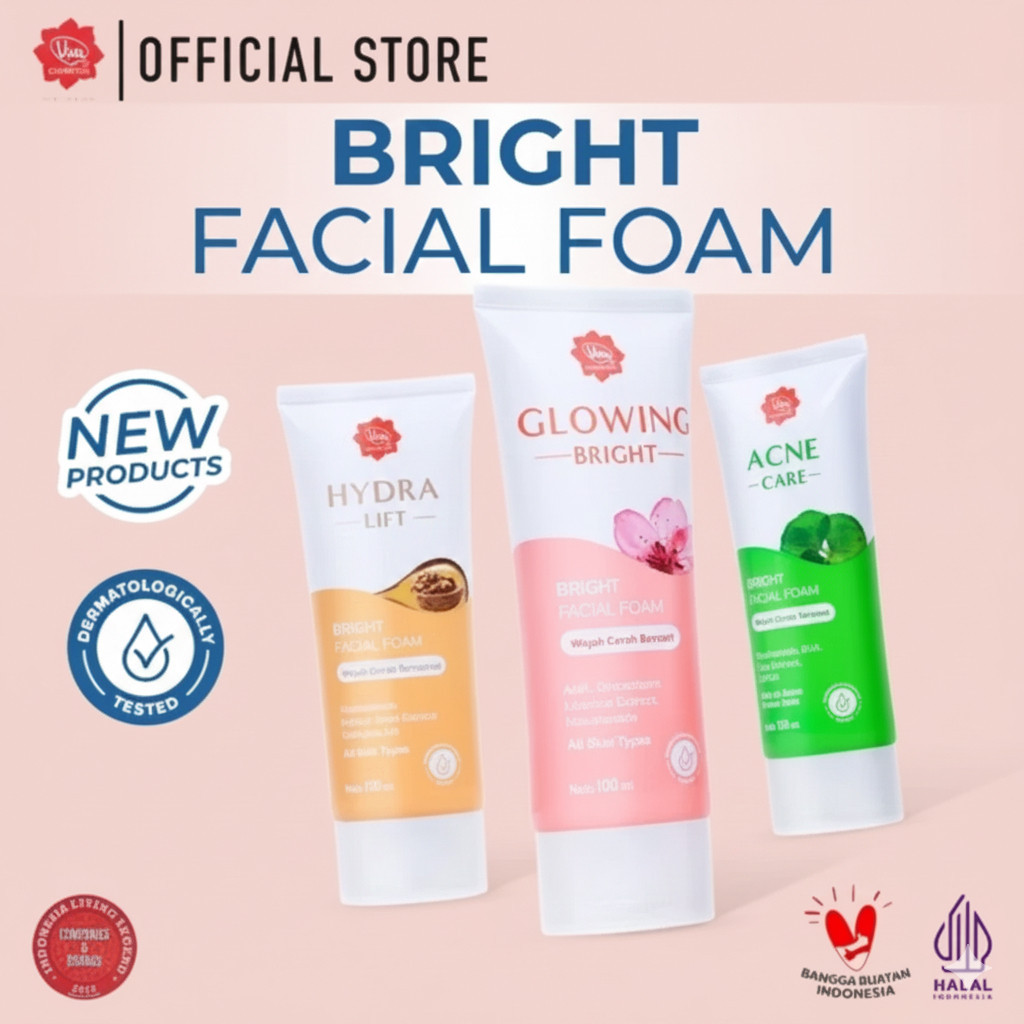 Sabun Wajah Viva Facial Foam Bright with NIACINAMIDE, AHA, BHA, Glutathione & COLLAGEN - Facial Foam