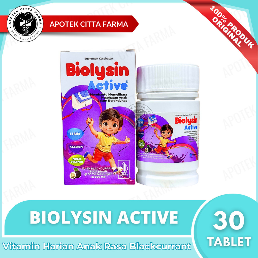 Biolysin Active Blackcurrant 30 Tablet Kunyah - Tablet Multivitamin Anak