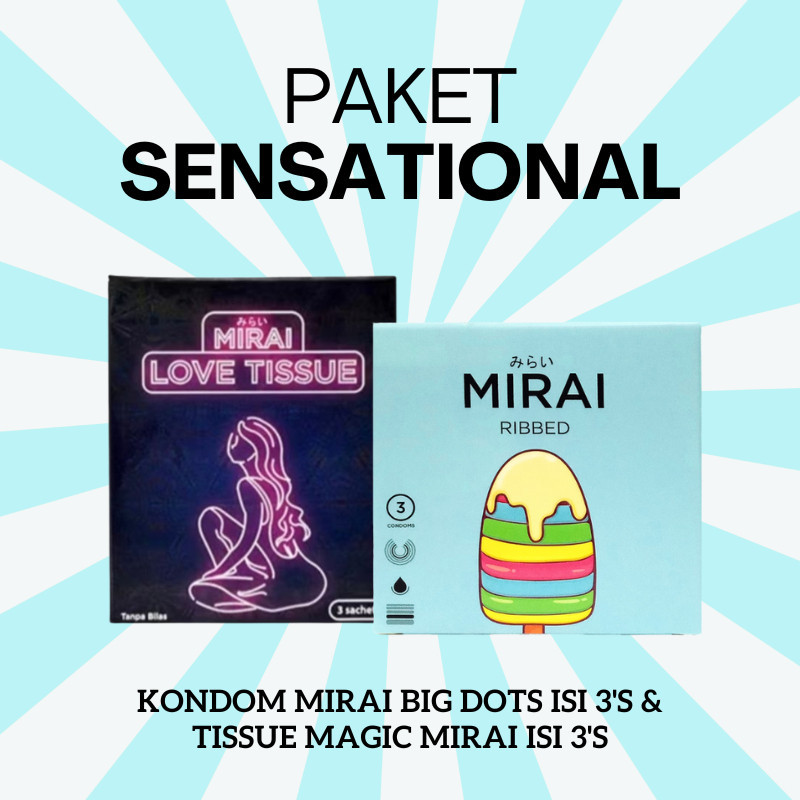 Paket Bundling Tissue Magic Mirai Isi 3's + Kondom Mirai Ribbed Isi 3 Pcs