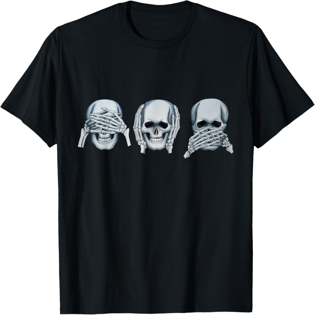 Crow store Kaos See No Evil Hear No Evil Speak No Evil Skull Skeletpada Seni