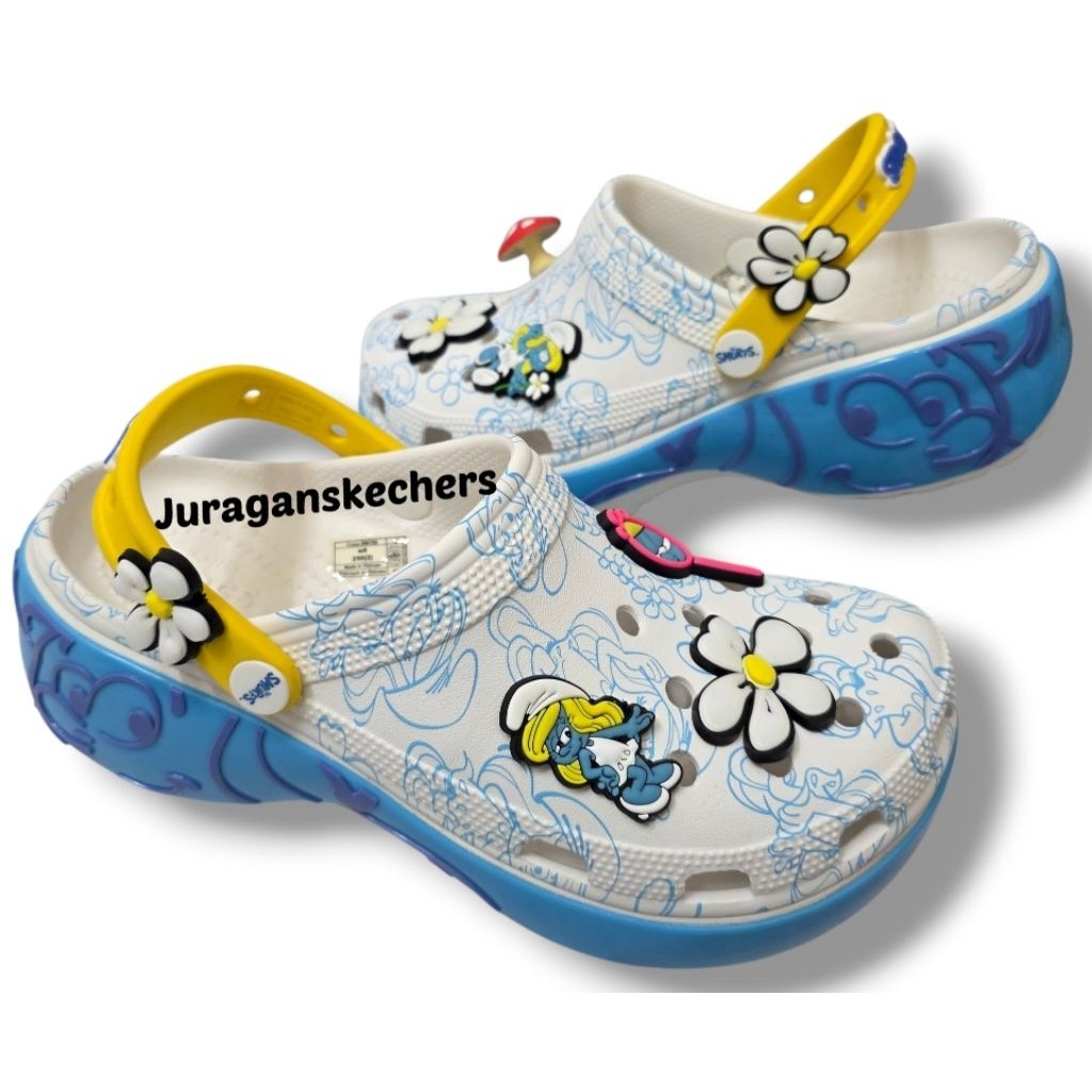 SANDAL CROCS PLATFORM SMURF/CROCS PLATFORM/SANDAL SELOP WANITA/SANDAL WANITA/SANDAL WANITA TERLARIS