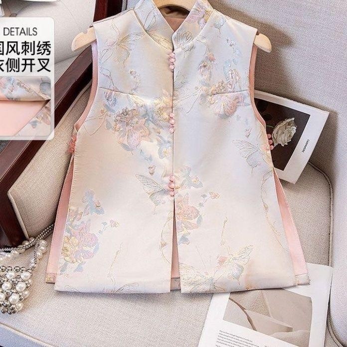 Rompi wanita bergaya Tiongkok yang serbaguna Jaket wanita bergaya Cina dengan kancing