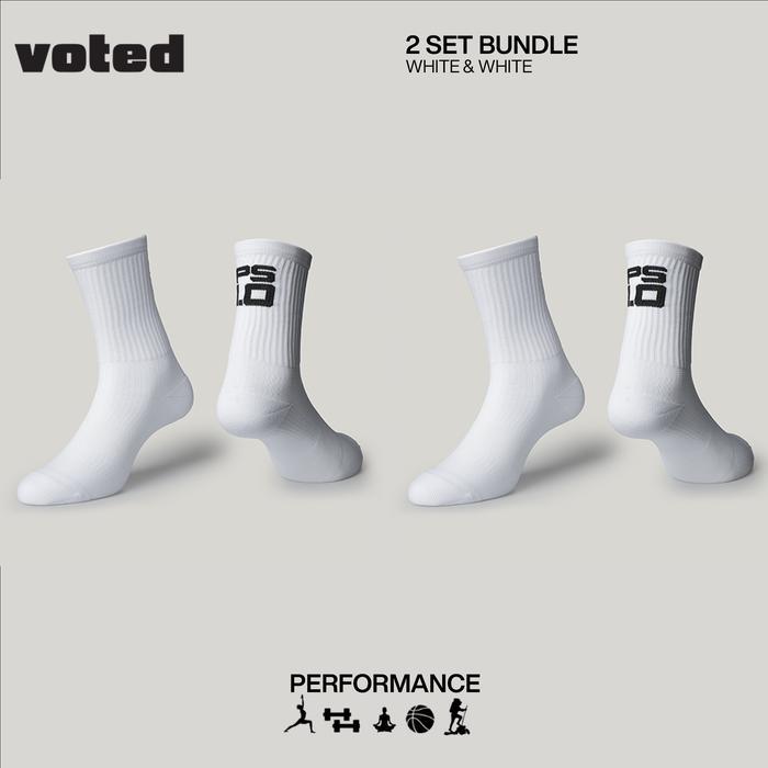 New Collection Voted Socks Kaos Kaki Olahraga Peleton Series Bundling - 2 SET WHITE