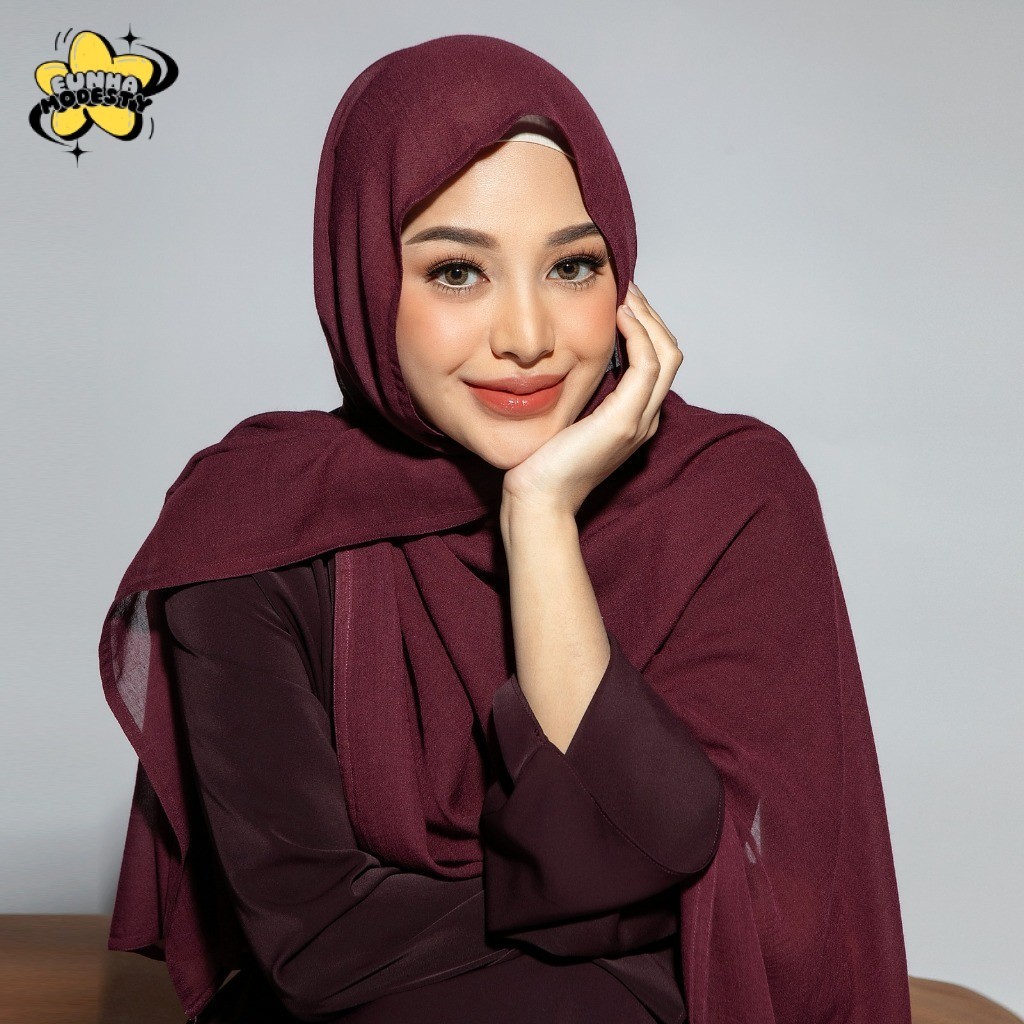 Hijab Pashmina viscose Bamboo Shawl (Pashmina Bahan Voal Premium) Warna Magenta