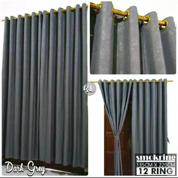 Korden jendela smokring polos embos grosir murah home made Gold Tali Katun Gorden Terlaris