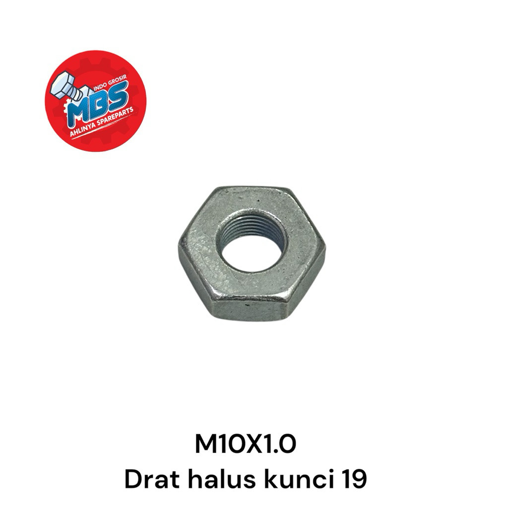 NUTS MUR M10 Drat HALUS 1.0 m10X1.0 KUNCI 19 MUR KOPLING KRUKAS MESIN DSB MyOri