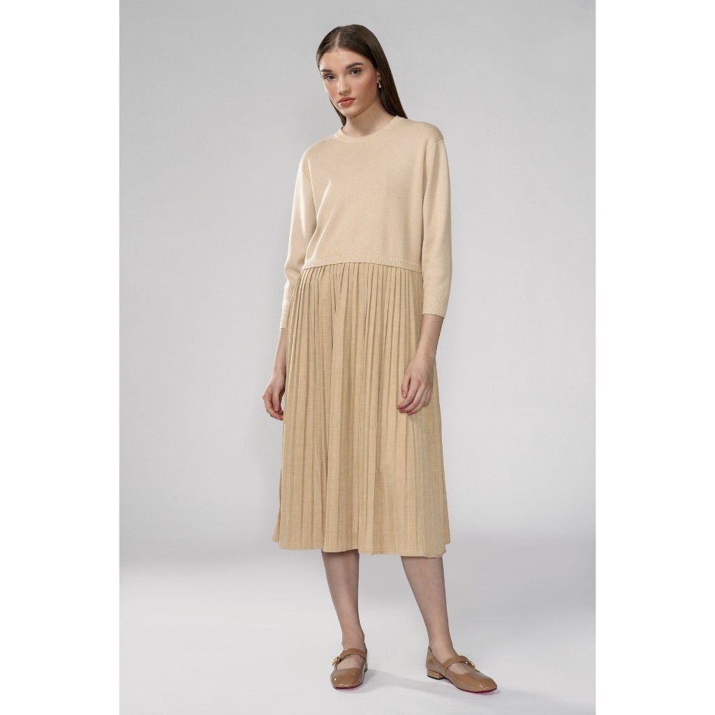 Benang Jarum - Given Pleated Dress - Mocca
