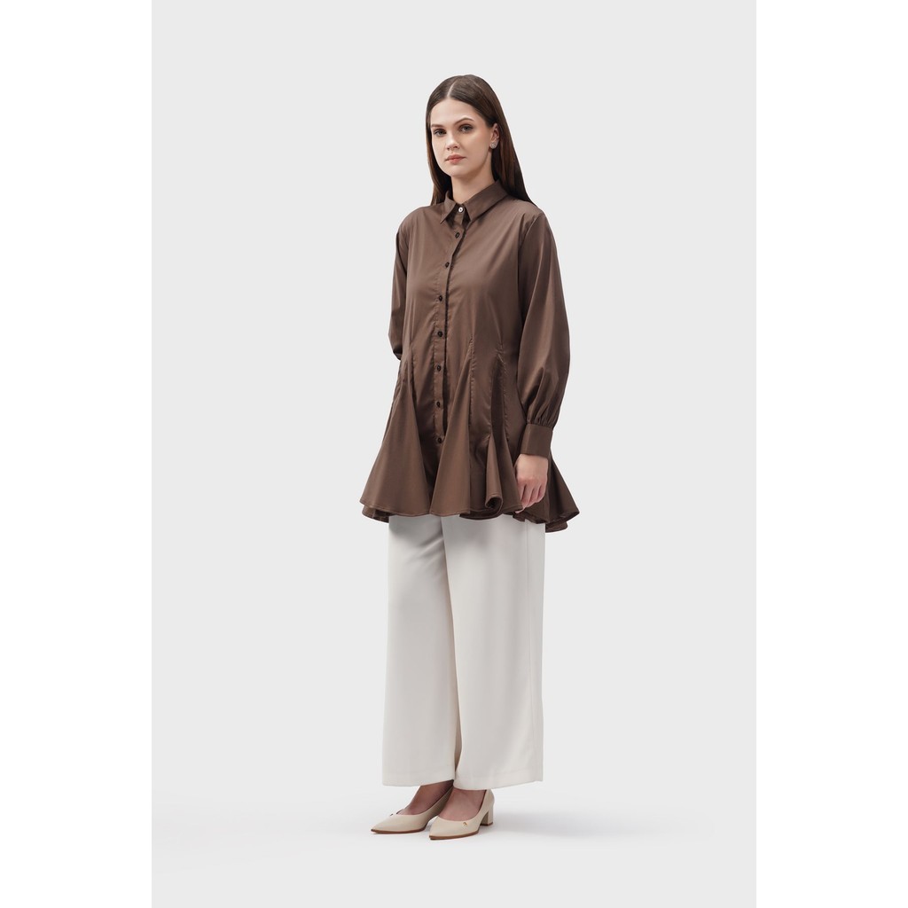 Benang Jarum - Mary Ruffle Shirt - Brown