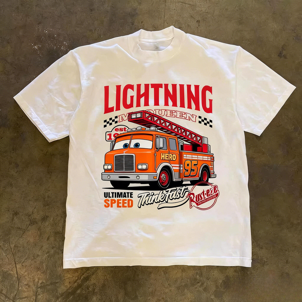 EpochEden Boxy Oversize Tshirt | LIGHTNING MCQUEEN | Kaos Unisex Pria Wanita | High Quality Kaos San