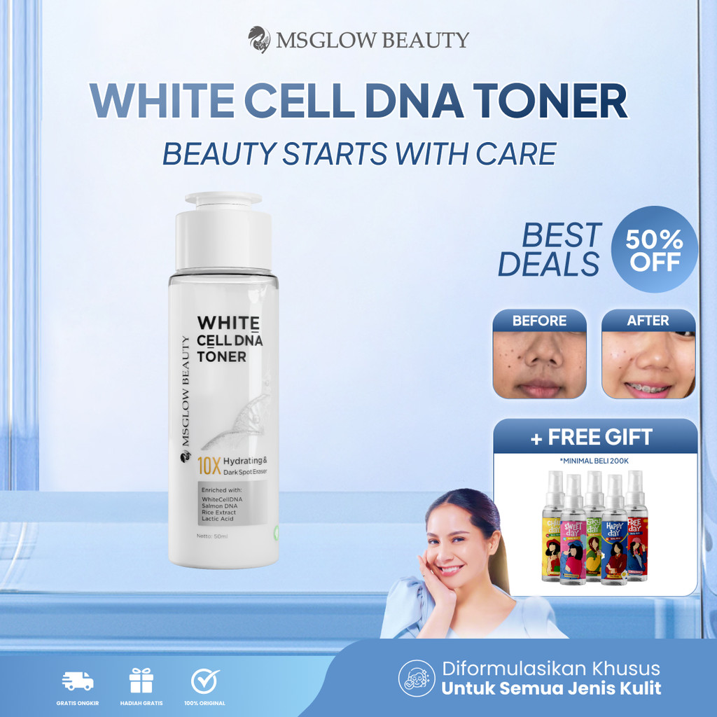 MS Glow White Cell DNA Toner  Pencerah Penyegar Wajah Meratakan Warna Kulit Untuk Flek Hitam Kusam