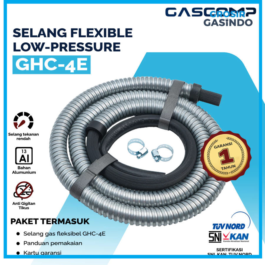 Selang Gas LPG GASCOMP GHC-4E - Hanya Selang Tanpa Kepala Regulator