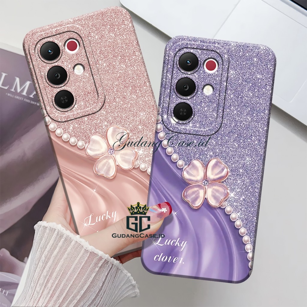 Case Realme C85 / Realme 15X Cassing Lentur Pelindung Kamera Motif Bunga Glitter