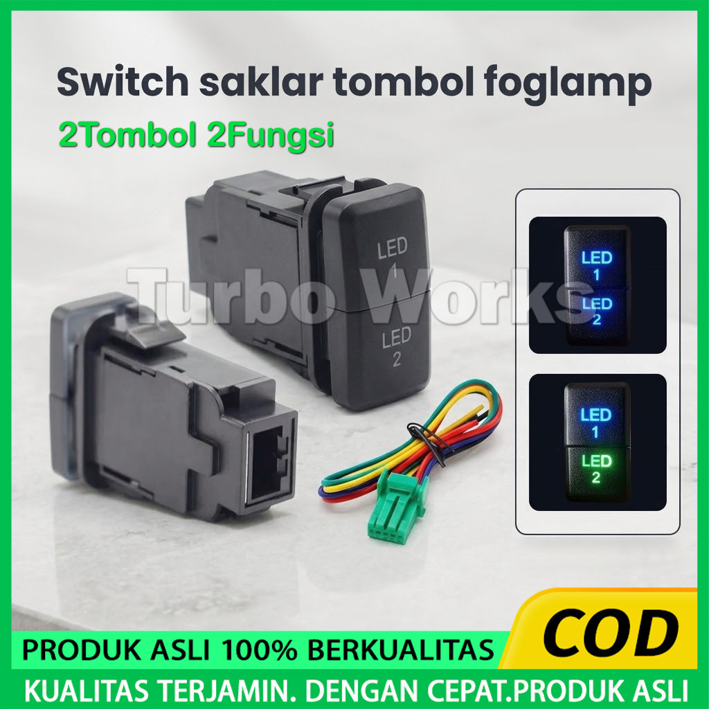 Saklar Foglamp Universal Switch Lampu 2 Tombol Saklar Foglamp Switch Plus Soket Universal Besar 2 To