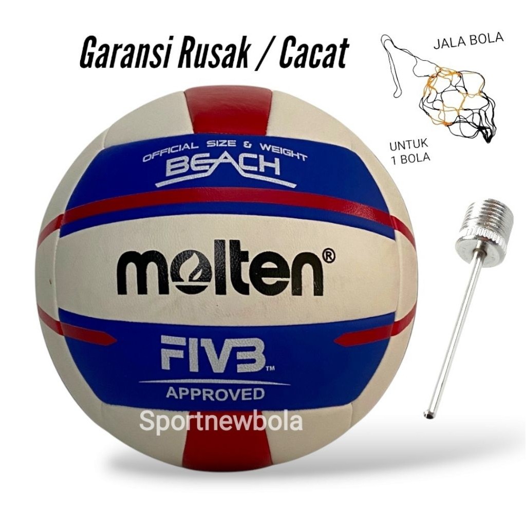 Bola Voly Volly MOLTEN BEACH Original Asli Jahit Bonus Pentil Jaring Bola Voli Pantai Bola Volley