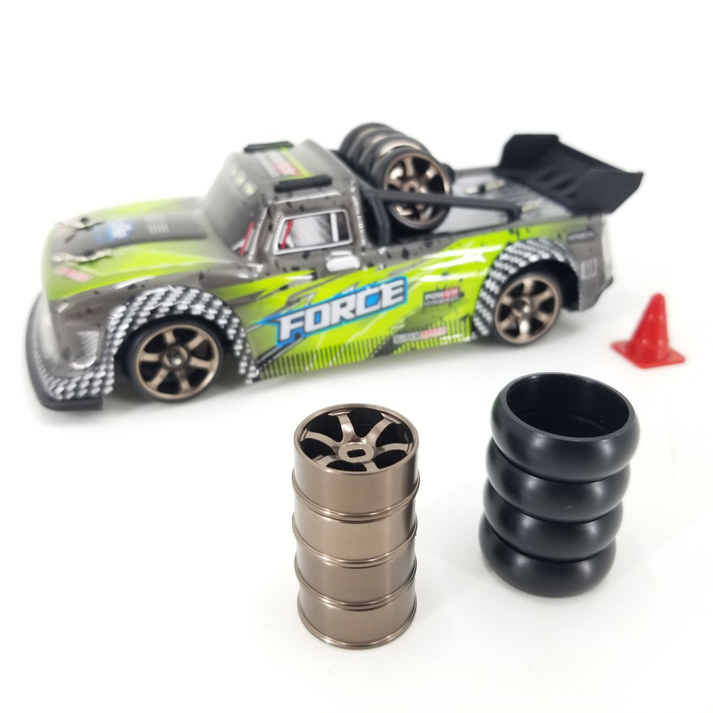 4PCS 1/28 Upgrade Metal Wheel ARC Slick Tires for 1/28 Wltoys 284131 K969 K989 RC Car Drift KYOSHO M