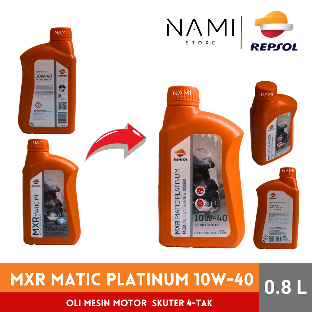 *REPSOL MXR MATIC PLATINUM 10W40 (0.8L)* Oli Mesin Motor Matic / Skuter – Original