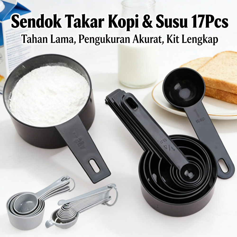 Susukopi & Takar 17Pcs - Set Alat Dapur Plastik, Lengkap Ukur Bumbu Masak