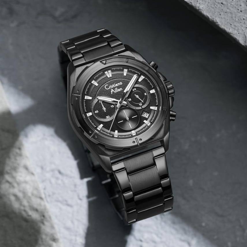 Cristiano Aillen Jam Tangan Pria Analog 8901 Rantai Stainless Steel Chronograph Kaca Sapphire Watche