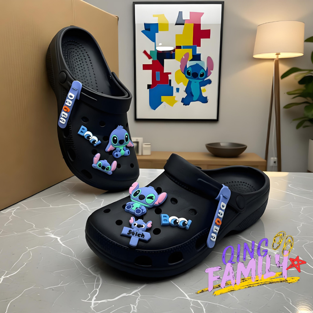Sandal Baim, motif karakter kartun JIbits yang stylish, sandal datar unisex.