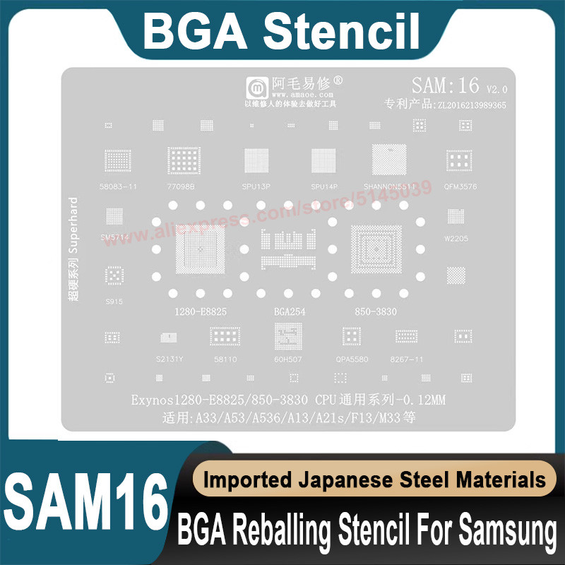 BGA Reballing Stencil For Samsung A33 A53 A536 A13 A21S F13 M33 Exynos1280-E8825 E850-3830 CPU Repla