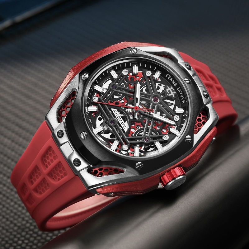 BUY 1 GET 1..JAM TANGAN PRIA EVANS JAYDEN ORIGINAL AUTOMATIC 9622 RUBBER