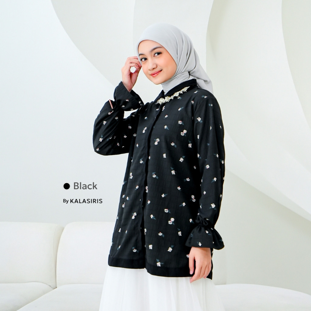 Kalasiris Blouse Kemeja Tunik Atasan Crinkle Ruby Motif - Freesia Series