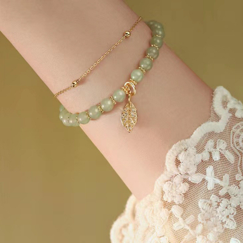 Gelang Giok Berlapis Emas Gaya Tiongkok Antik Gelang Giok Tahan Pudar Gelang Giok Pembawa Keberuntun