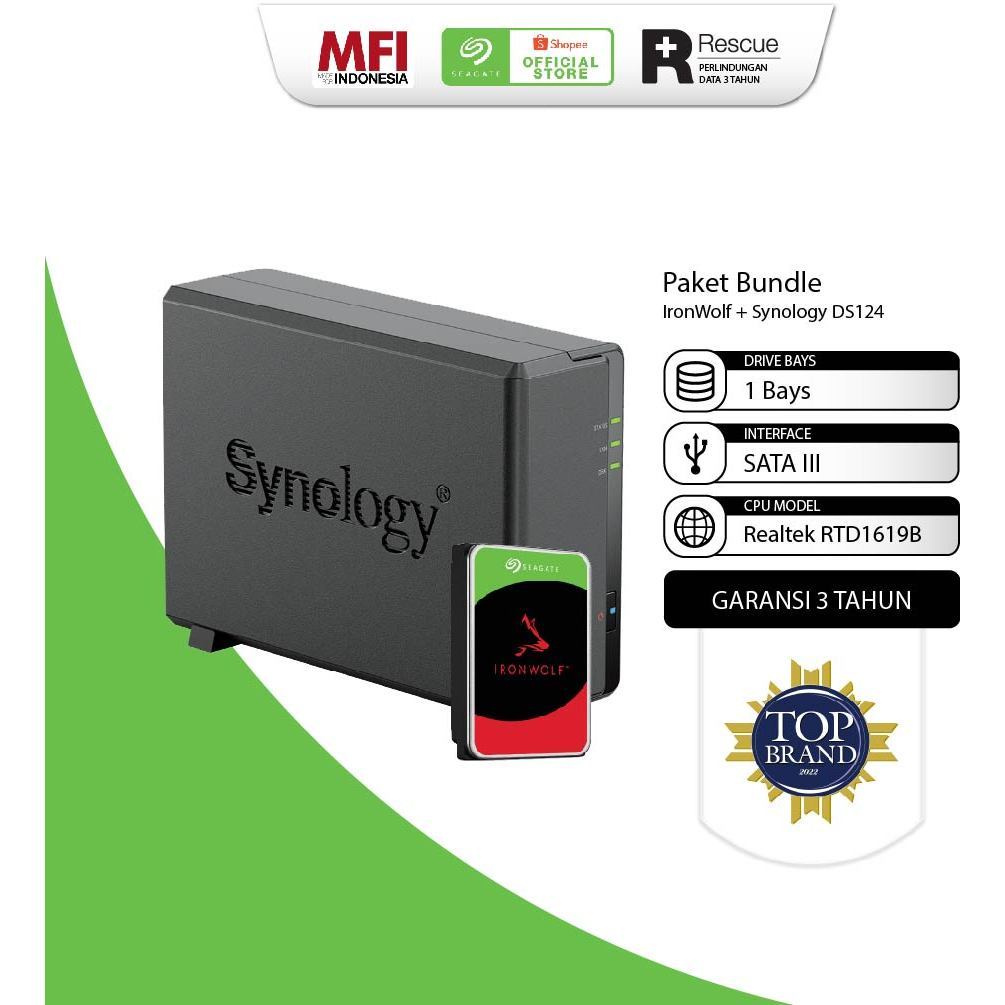 [Bundle] Seagate IronWolf HDD / Hardisk NAS + Synology DS124 DiskStation 1-Bay