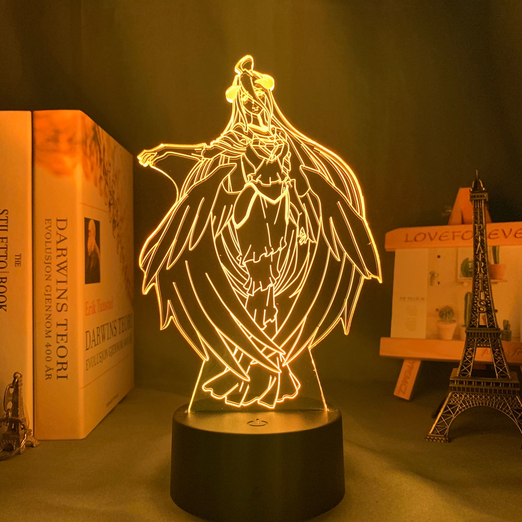 Anime Overlord Acrylic Glowing Stand Albedo Action Figure Led Night Light for Bedroom Decor Gift Nig