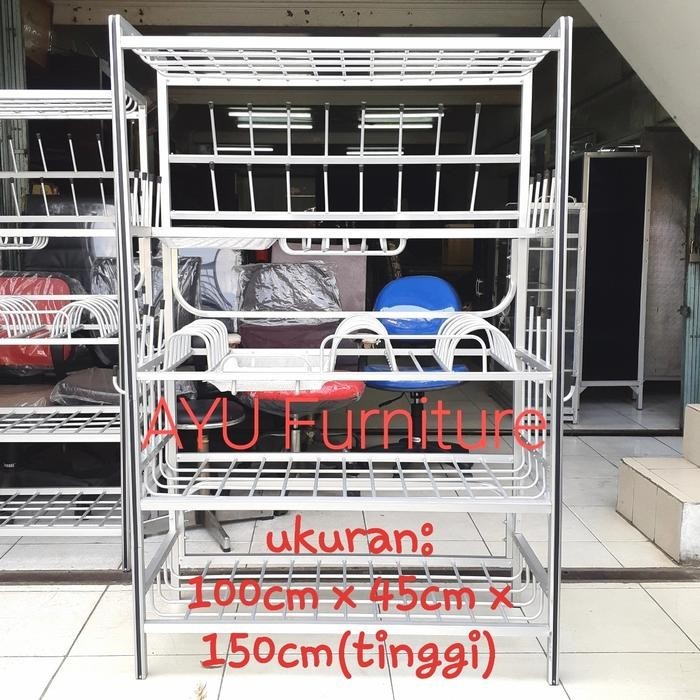 A Rak piring terbuka alumunium pipa besar - 85cm