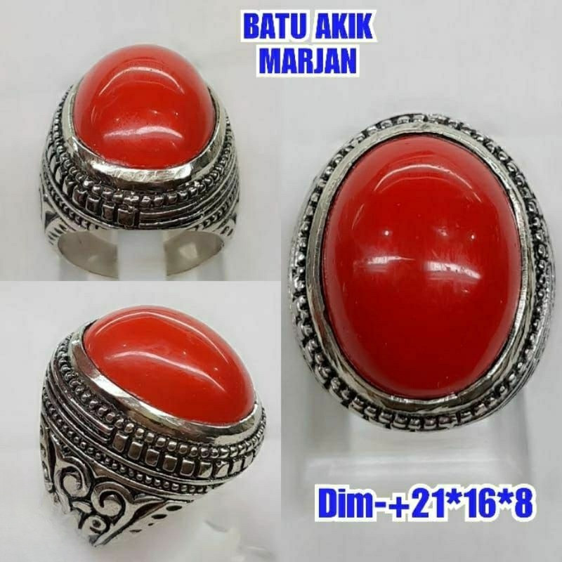 CINCIN BATU AKIK MARJAN LAUT MERAH NATURAL ALAM