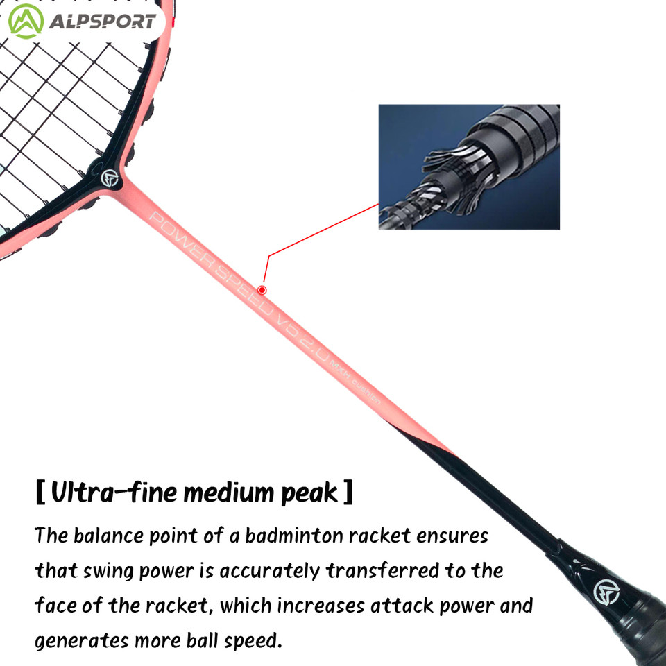 ALP V5 2.0 MXH Buffer Technology Ultra Light Offensive Type Badminton Racket Original 4U Carbon Fibe
