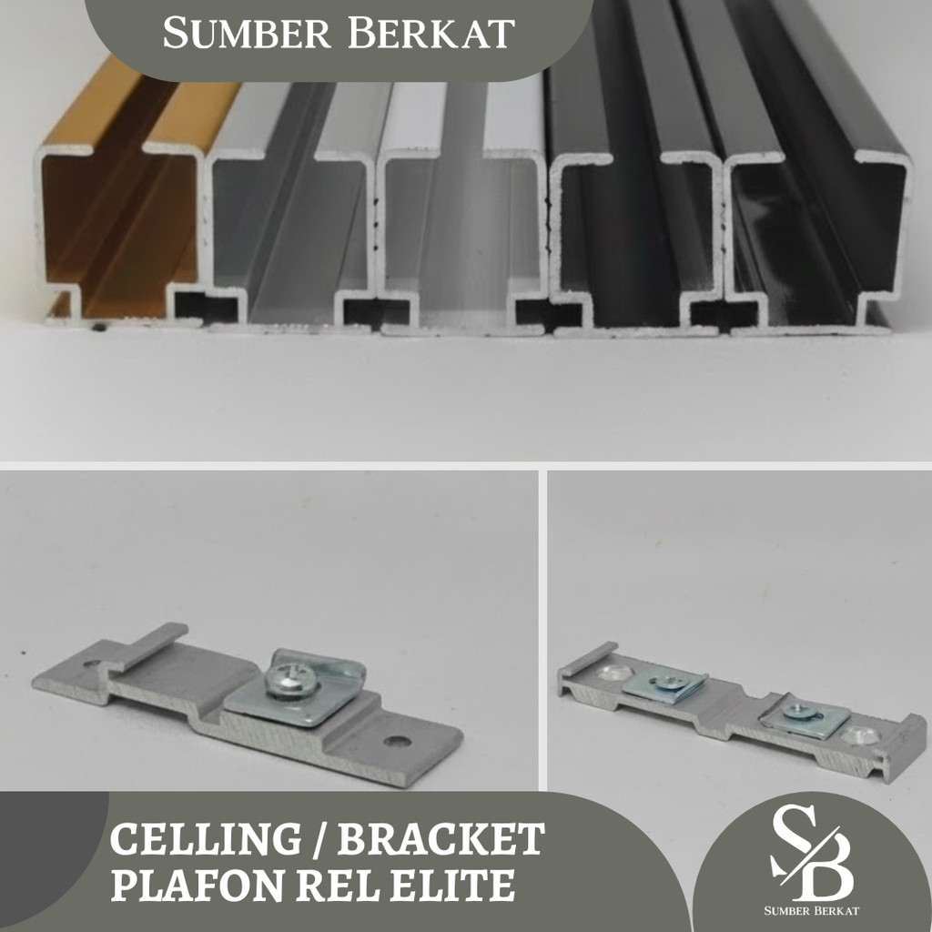 CELLING REL ELITE KAKI PLAFON SINGLE / DOUBLE BRACKET GORDEN PENYANGGA RELL GORDYN ALUMINIUM