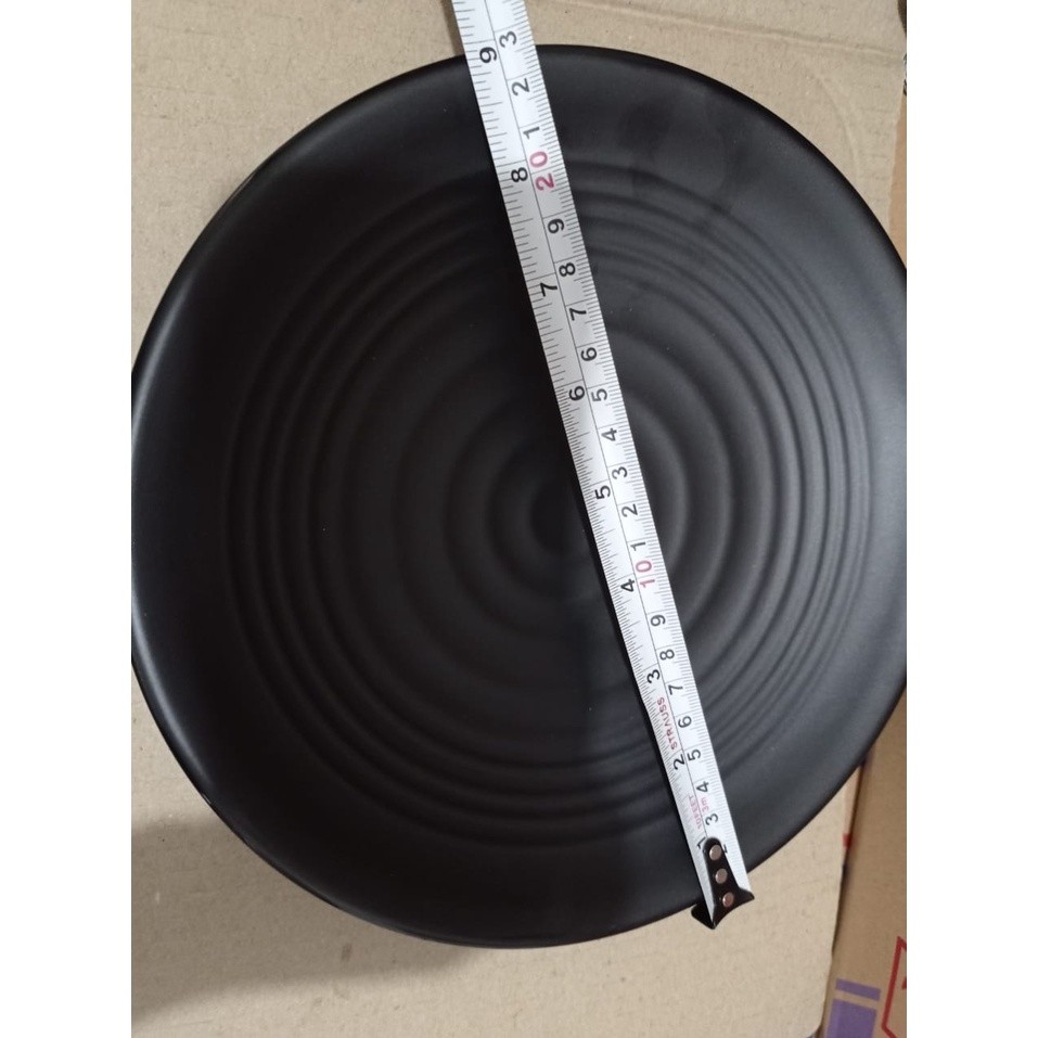 TERBARU Piring Melamin Hitam 9" 9 inch / Piring Makan tembikar Melamine vanda maspion / piring ayam 