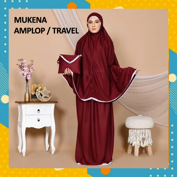 Mukena AMPLOP Travel Traveling Dewasa Jumbo Polos Mini Motif Souvenir Murah Warna Warni Cantik Muken