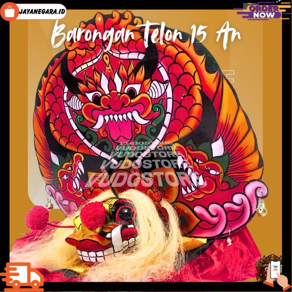 Barongan Telon Merah Ukuran 15 Full Kayu Barongan Caplokan Kayu Barongan Pentas VRU274 JYN -70