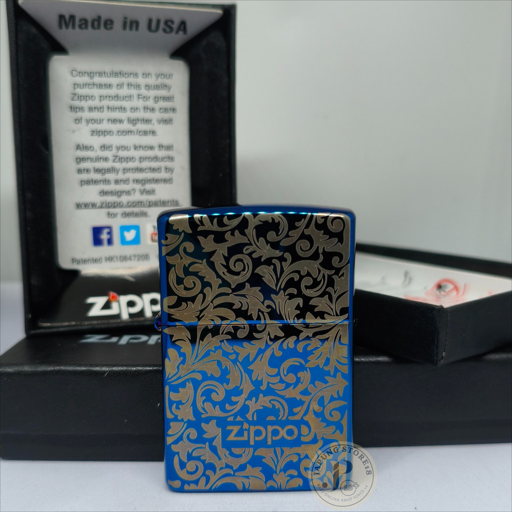 Korek api zippo clasic blue ice titanium coatwo