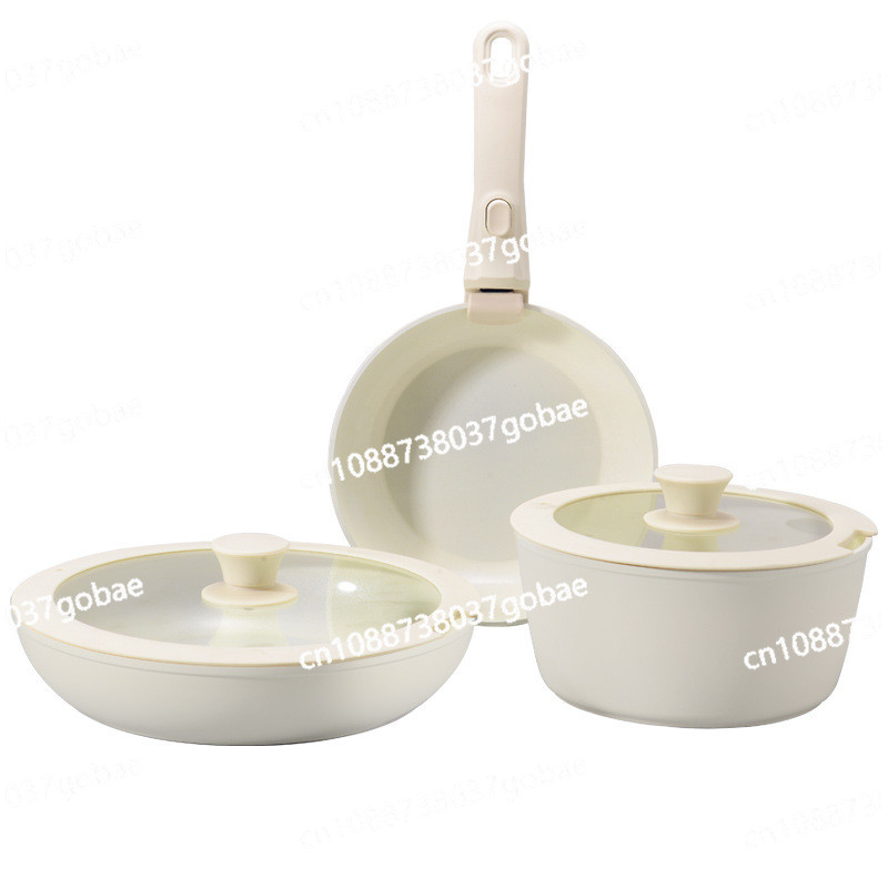 Ceramic non-stick pan Removable handle set Pot set Frying pan Soup pan Household induction cooker