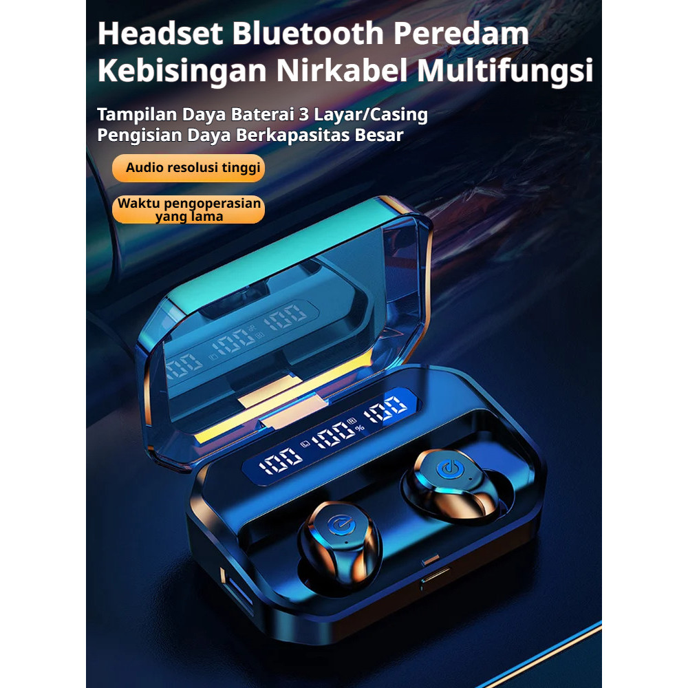 Teknologi Noise Cancelling Premium  JS Earphone Bluetooth Multifungsi Terbaru Earphone Bluetooth/Noi