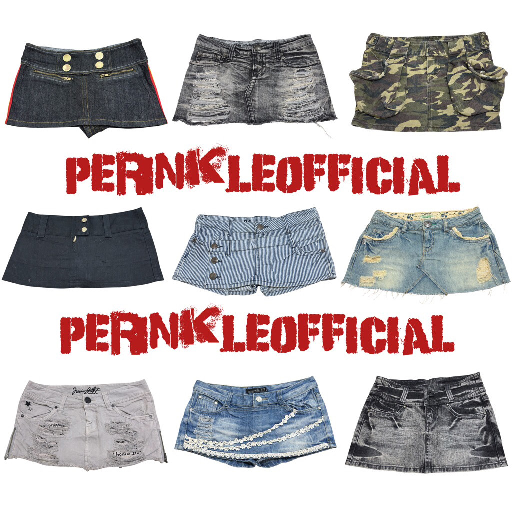 WIDHISTORE Cargo Skirt Rok Mini Jeans Y2K Era Rok Tartan Flare Skirt Denim Skirt