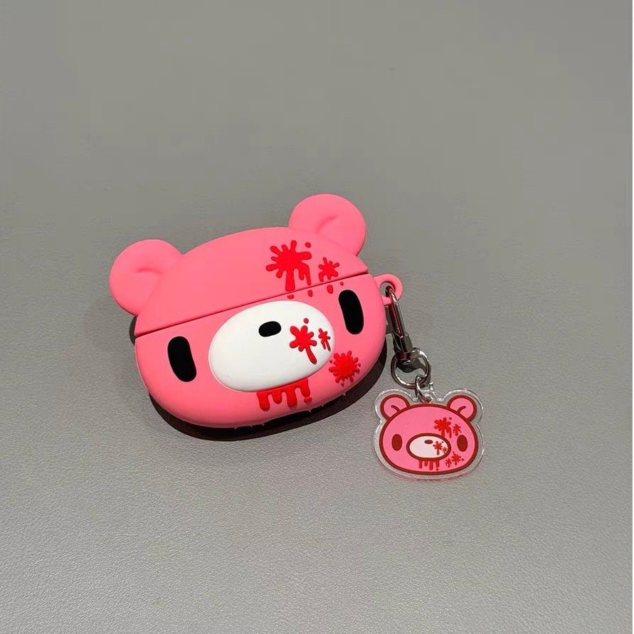 Cute Pink Bear Silicone Earbud Case – 3D Protective Cover with Accessories, Only compatible with Air