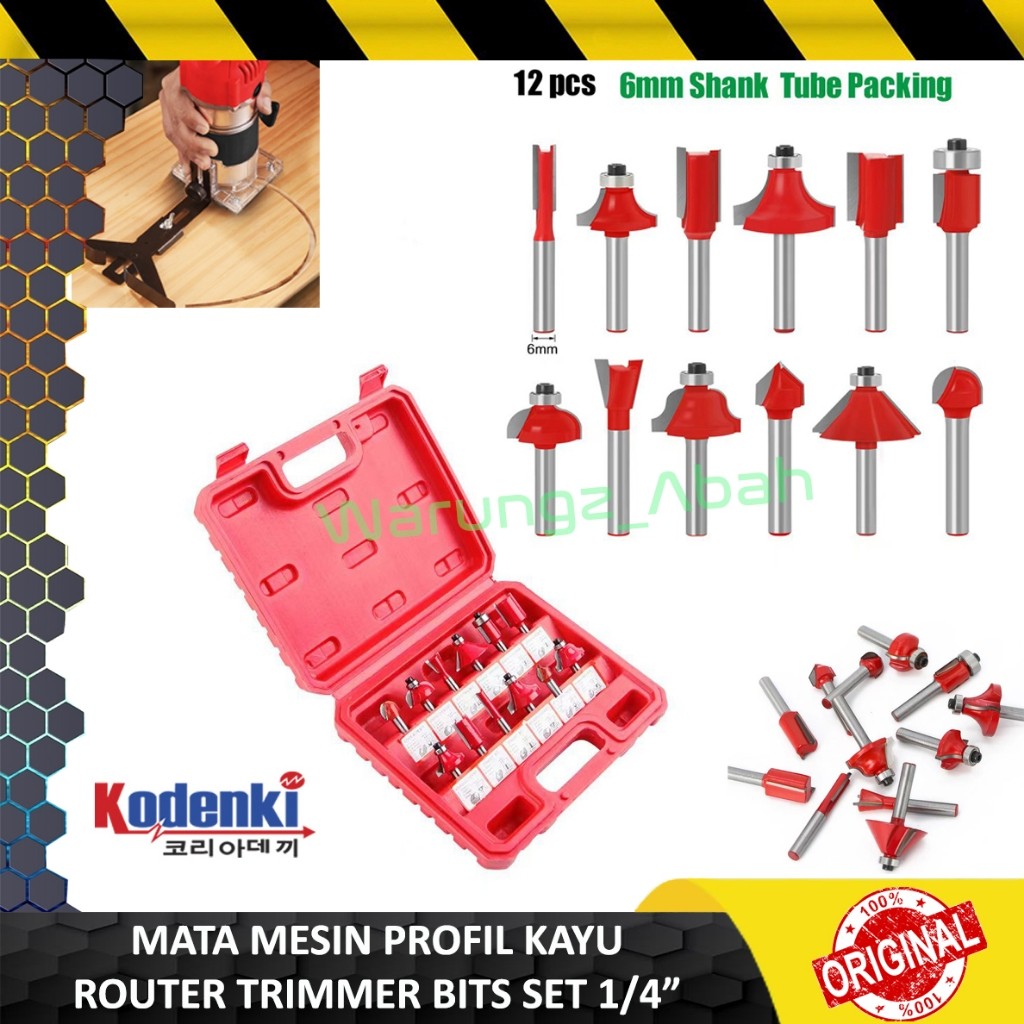 FAVORE ALAT MATA MESIN PROFIL PROPIL WOOD ROUTER RUTER TRIMMER TRIMER ROTARY FILE BIT BITS SET BENTU