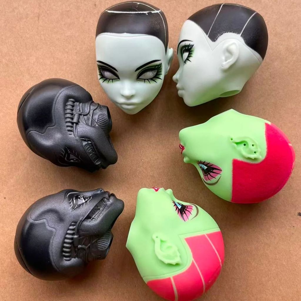 Monster Doll Bald Head Rare Face Doll Makeup Heads Original Slim Doll Body Blue Green Gray Beige Ski