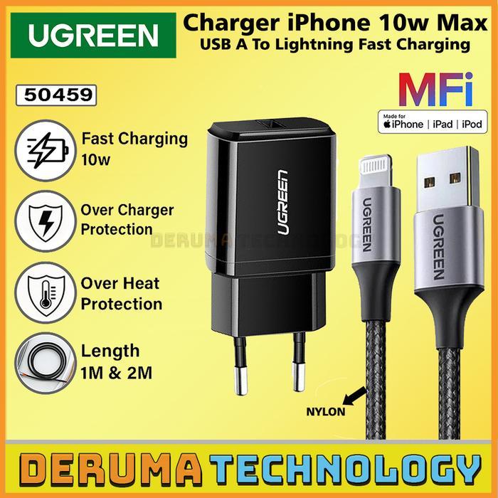 UGREEN Kepala Charger iPhone Usb Lightning Set Mfi 10w 18w Untuk iPhone 5 6 7 8 X Xr Xs Max With Kab