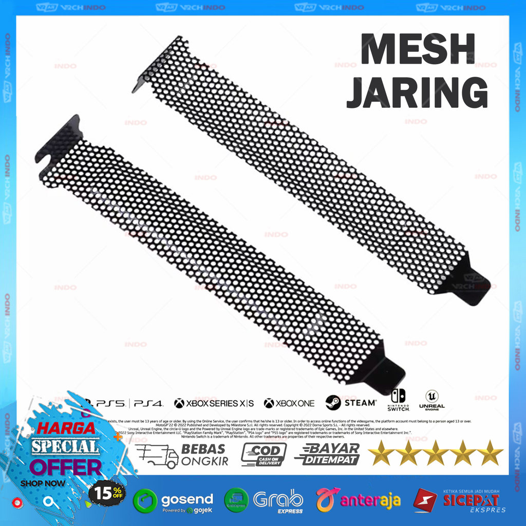 Back Panel Mesh GLOSSY PCI Slot Cover / Tutup Casing PCI Slot Belakang High Quality Mesh PCI Cover 