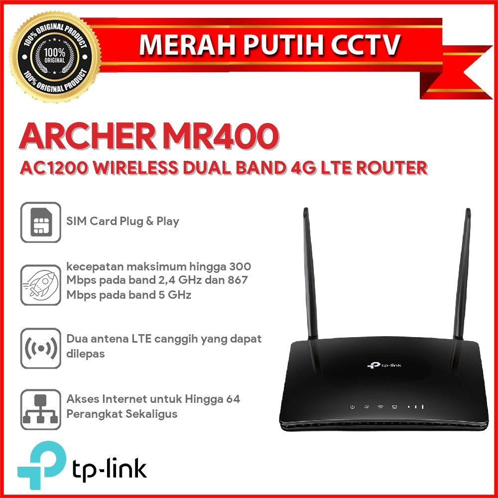 TP-LINK ARCHER MR400 AC1200 WIRELESS DUAL BAND 4G LTE ROUTER