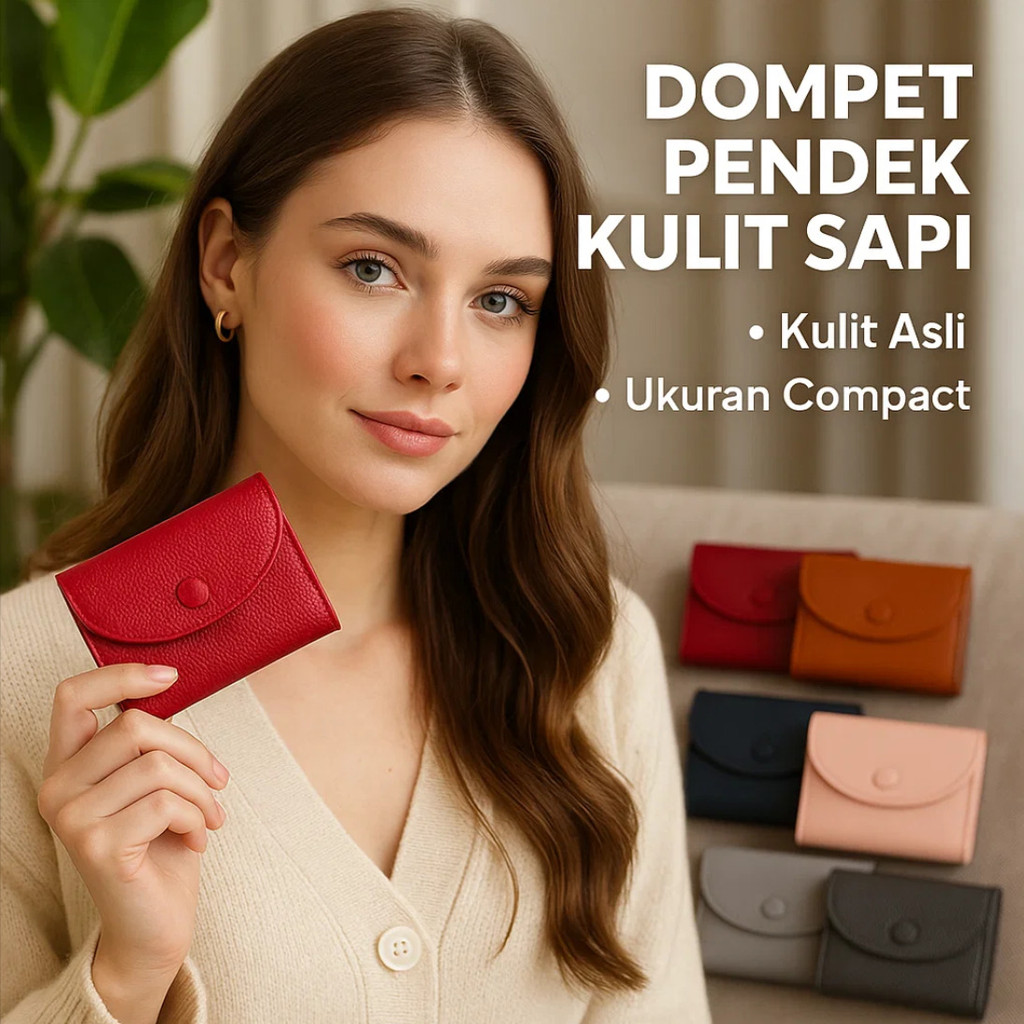 [Dirancang untuk perjalanan] Dompet wanita kulit asli/mini dompet multifungsi untuk kartu, uang koin